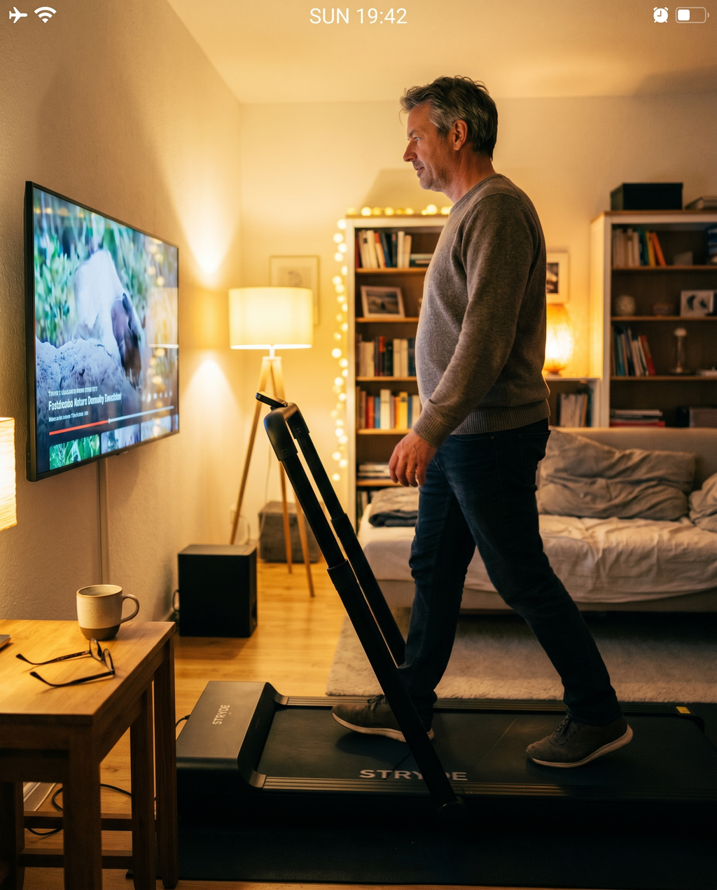 STRYDE Walking Pad Pro – Gehen mit Haltegriff vorm Fernseher