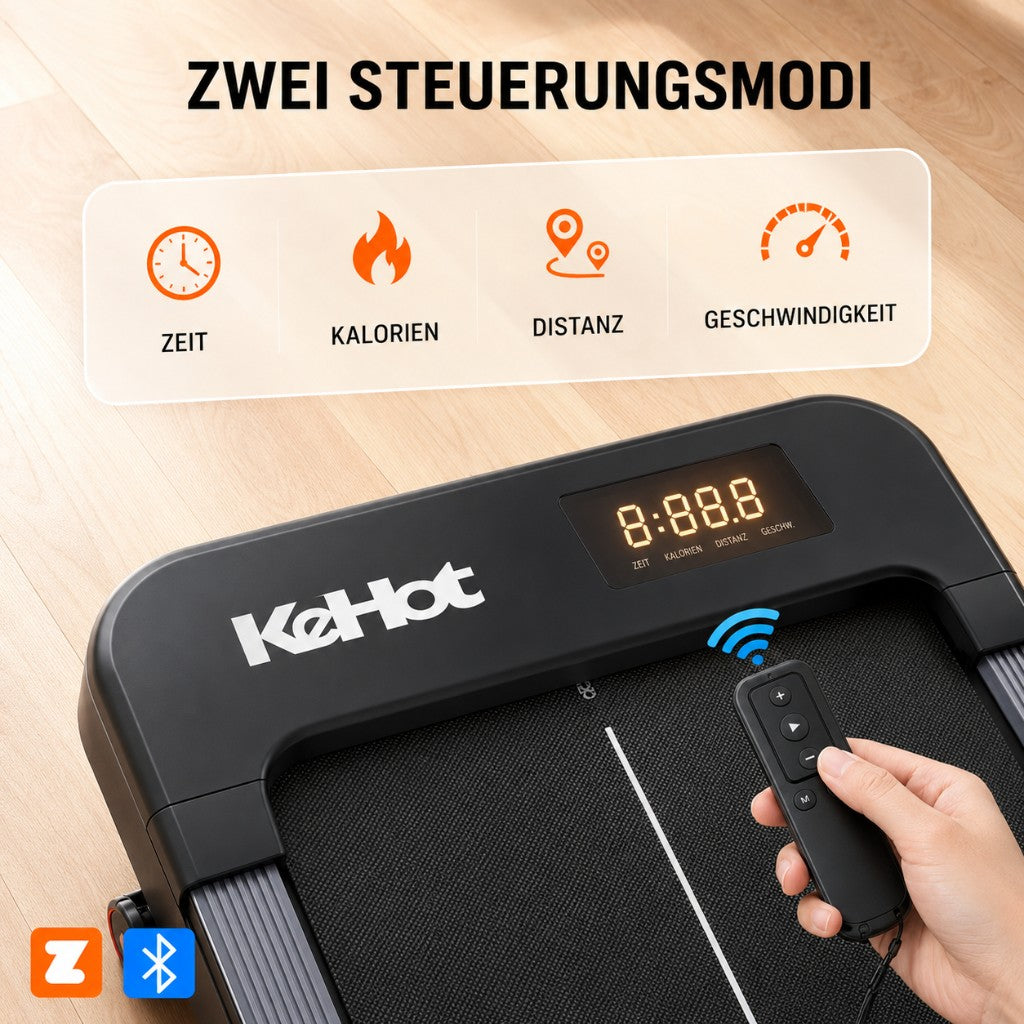 Zwei Steuerungsmodi — Display und Fernbedienung mit Zeit, Kalorien, Distanz und Geschwindigkeit